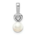 thumbnail image 1 of 925 Sterling Silver Rhodium-plated FW Cultured Pearl & Diam. Pendant; for Adults and Teens; for Women and Men, 1 of 4