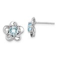 thumbnail image 1 of 925 Sterling Silver Rhodium-plated Floral Aquamarine Post Earrings, 1 of 5