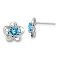 thumbnail image 1 of 925 Sterling Silver Rhodium-plated Floral Blue Topaz Post Earrings, 1 of 5