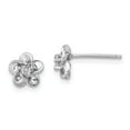 thumbnail image 1 of 925 Sterling Silver Rhodium-plated Floral Diamond Post Earrings; for Adults and Teens; for Women and Men, 1 of 3