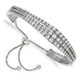 thumbnail image 1 of 925 Sterling Silver Rhodium-plated Graduated CZ 3 Strand Adjustable Chain Bracelet; for Adults and Teens; for Women and Men, 1 of 2