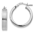 thumbnail image 1 of 925 Sterling Silver Rhodium-plated Grooved Hoop Earrings, 1 of 5