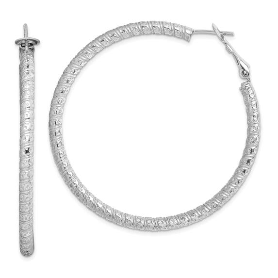 925 Sterling Silver Rhodium-plated Hinged Earrings