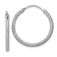 thumbnail image 1 of 925 Sterling Silver Rhodium-plated Laser Cut 2mm Endless Hoop Earrings; for Adults and Teens; for Women and Men, 1 of 3