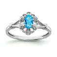 thumbnail image 1 of 925 Sterling Silver Rhodium-plated Light Swiss Blue Topaz & Diam. Ring Size: 10; for Adults and Teens; for Women and Men, 1 of 5