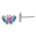 thumbnail image 1 of 925 Sterling Silver Rhodium-plated Madi K Enamel Butterfly Post Earrings, 1 of 5