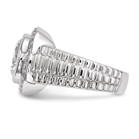 925 Sterling Silver Rhodium-plated Mens Cubic Zirconia Ring Size 10