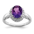 thumbnail image 1 of 925 Sterling Silver Rhodium-plated Oval Amethyst and Diamond Ring Size 7, 1 of 3