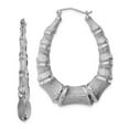 thumbnail image 1 of 925 Sterling Silver Rhodium-plated Oval Bamboo Hoop Earrings; for Adults and Teens; for Women and Men, 1 of 3