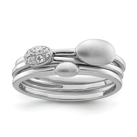 925 Sterling Silver Rhodium-plated Polished Cubic Zirconia ( CZ ) 3 Ring Set