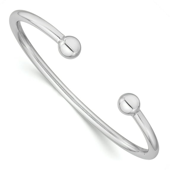 925 Sterling Silver Rhodium-plated Polished Cuff Child's Bangle Bracelet