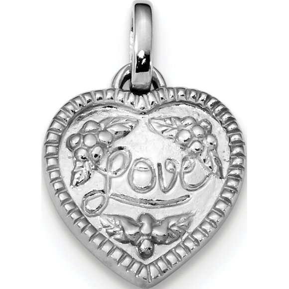 925 Sterling Silver Rhodium-plated Polished Love Heart (13x21mm) Pendant / Charm