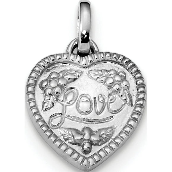 925 Sterling Silver Rhodium-plated Polished Love Heart (13x21mm) Pendant / Charm