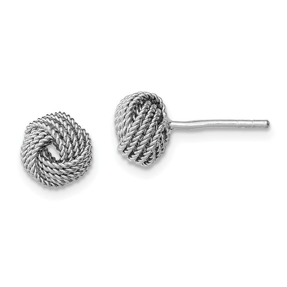 925 Sterling Silver Rhodium-plated Polished and Twisted Knot Earrings; for Adults and Teens; for Women and Men