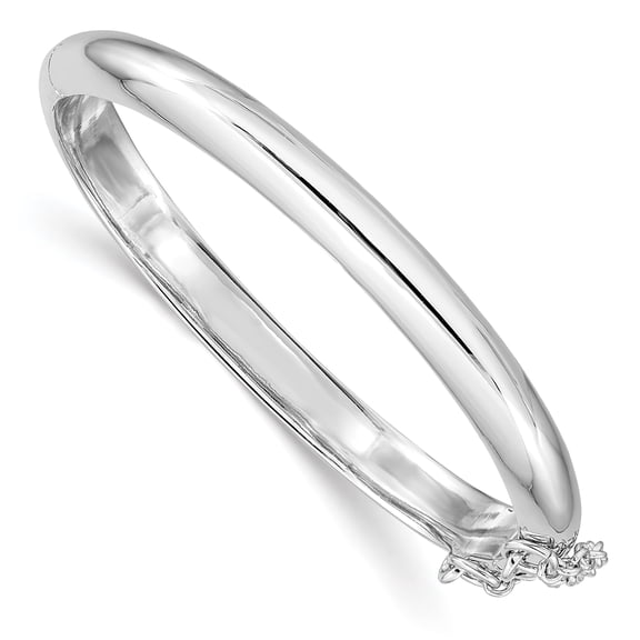 925 Sterling Silver Rhodium-plated Polished with Safety Hinged Child's Bangle Bracelet