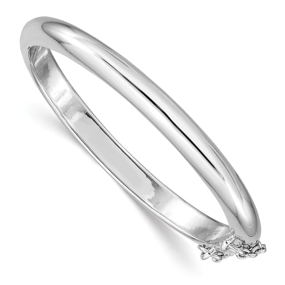 925 Sterling Silver Rhodium-plated Polished with Safety Hinged Child's Bangle Bracelet
