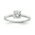 thumbnail image 1 of 925 Sterling Silver Rhodium-plated Solitaire Round Cubic Zirconia Ring Size 7, 1 of 5