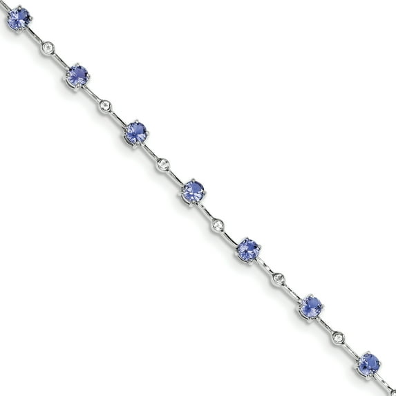 925 Sterling Silver Rhodium-plated Tanzanite and White Topaz Bracelet