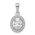 thumbnail image 1 of 925 Sterling Silver Rhodium-plated With CZ Oval Pendant; for Adults and Teens; for Women and Men, 1 of 4
