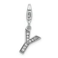 thumbnail image 1 of 925 Sterling Silver Rhodium-plated With Lobster Clasp Letter YInitial CZ Charm Pendant; for Adults and Teens; for Women and Men, 1 of 3
