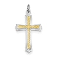 thumbnail image 1 of 925 Sterling Silver Rhodium-plated & -plated Cross (20x32mm) Pendant / Charm, 1 of 2