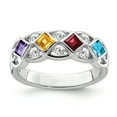 thumbnail image 1 of 925 Sterling Silver Rhodium-plated with Cubic Zirconia, Amethyst, Citrine, Garnet and Blue Topaz Ring Size 6, 1 of 6