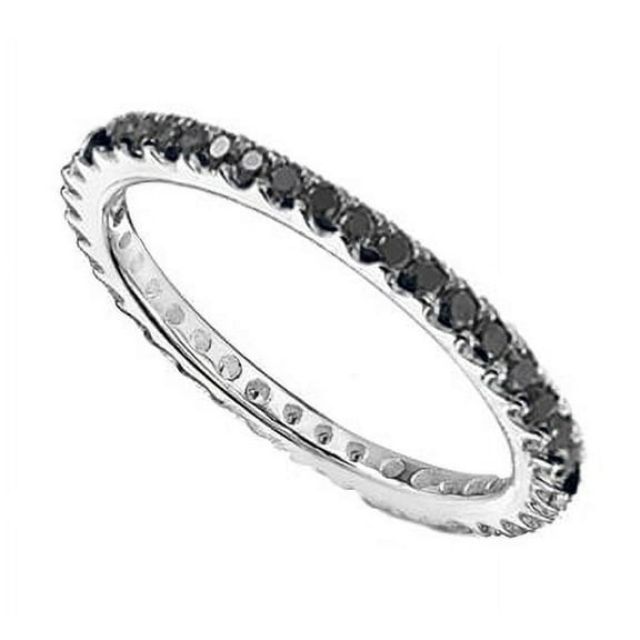 925 Sterling Silver Ring 2mm Black Stackable Eternity Band Women's Wedding Accent