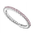 thumbnail image 1 of 925 Sterling Silver Ring 2mm Pink Stackable Eternity Band Women's Wedding Accent, 1 of 4