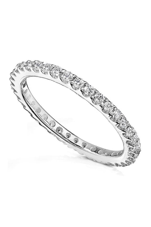 925 Sterling Silver Ring 2mm Stackable Eternity Women's Wedding Engagement Accent Band Cz