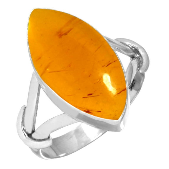 925 Sterling Silver Ring Amber Handmade Jewelry