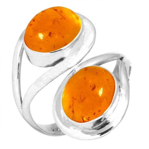 925 Sterling Silver Ring Amber Handmade Jewelry