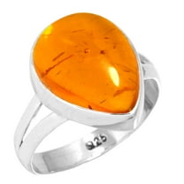 925 Sterling Silver Ring Amber Handmade Jewelry