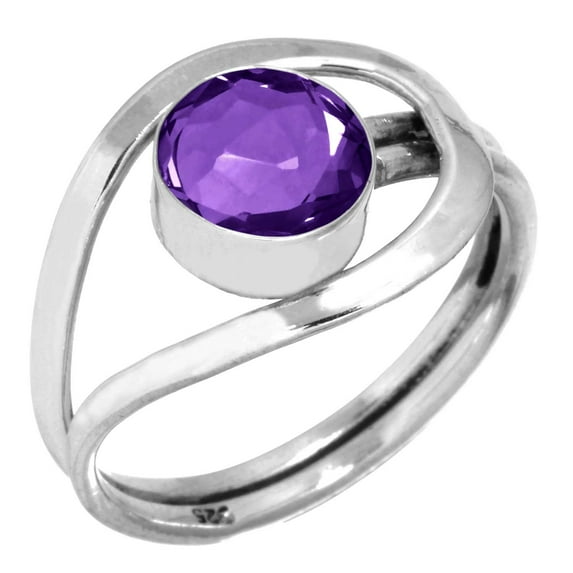 925 Sterling Silver Ring Amethyst Quartz Handmade Jewelry