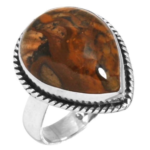 925 Sterling Silver Ring Biggs Jasper Women Jewelry