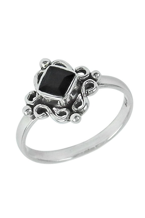 925 Sterling Silver Ring, Black Onyx Genuine Gemstone Ring, Natural Healing Stone, Wedding Gifts For Women, Birthday Gifts For Girlfriend, Mom&nbsp;Gifts, Valentines Day Gifts For Her (Black Onyx, 7)