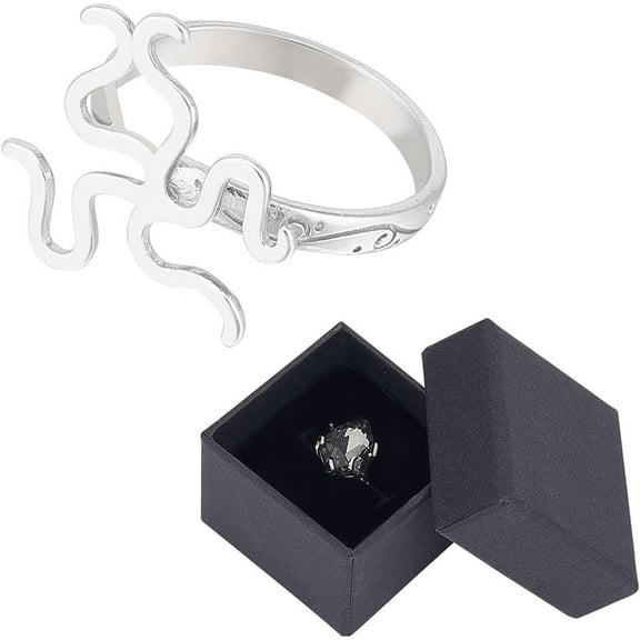 925 Sterling Silver Ring Blank 0.59x0.71 Inch Open Cuff Ring Findings Adjustable Claw Prong Ring Blank Twist Ring Settings with Jewelry Gift Boxes for DIY