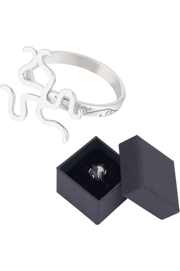 925 Sterling Silver Ring Blank 0.59x0.71 Inch Open Cuff Ring Findings Adjustable Claw Prong Ring Blank Twist Ring Settings with Jewelry Gift Boxes for DIY