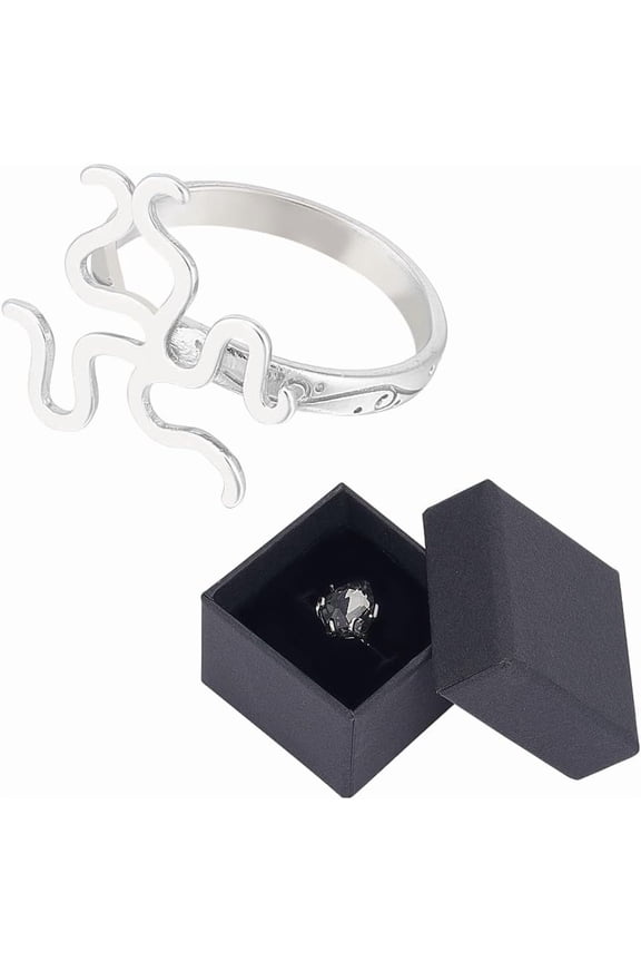 925 Sterling Silver Ring Blank 0.59x0.71 Inch Open Cuff Ring Findings Adjustable Claw Prong Ring Blank Twist Ring Settings with Jewelry Gift Boxes for DIY