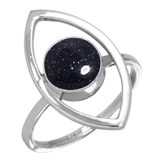 925 Sterling Silver Ring Blue Sunstone Handmade Jewelry
