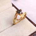 thumbnail image 1 of Natural Black Rutilated Quartz Opal Ring Unique Salt And Pepper Wedding Ring Alternative Trillion Cut Fire Opal Proposal Anniversary Gifts., 1 of 2