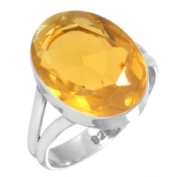 925 Sterling Silver Ring Citrine Quartz Handmade Jewelry