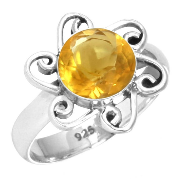 925 Sterling Silver Ring Citrine Quartz Handmade Jewelry