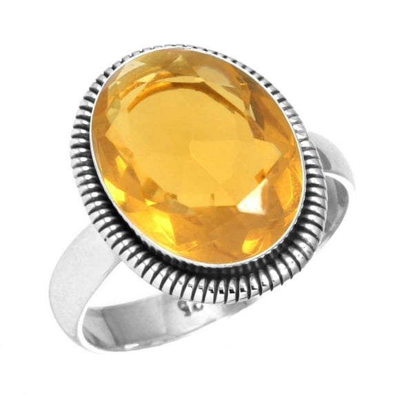 925 Sterling Silver Ring Citrine Quartz Handmade Jewelry