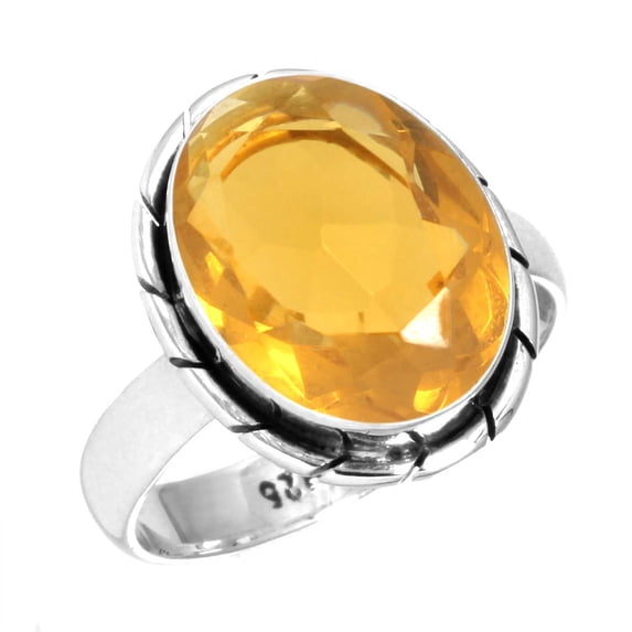 925 Sterling Silver Ring Citrine Quartz Handmade Jewelry