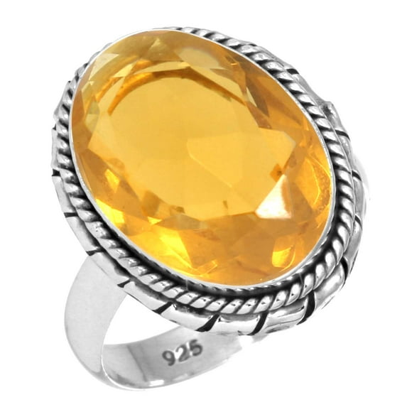 925 Sterling Silver Ring Citrine Quartz Handmade Jewelry