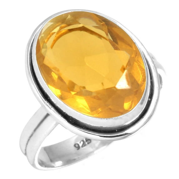 925 Sterling Silver Ring Citrine Quartz Handmade Jewelry