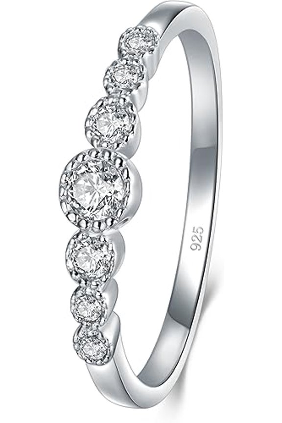 925 Sterling Silver Ring, Cubic Zirconia CZ Eternity Engagement Wedding Band Ring