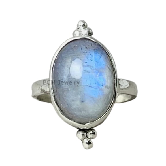 925 Sterling Silver Ring For Men & Women, Moonstone Ring Gemstone Unique Handcrafted Ring For Her Or Him