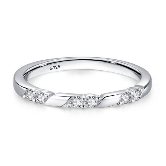 925 Sterling Silver Ring For Women Geometric Design With Zircon Line Band Classic Fashion Jewelry For Her Chic