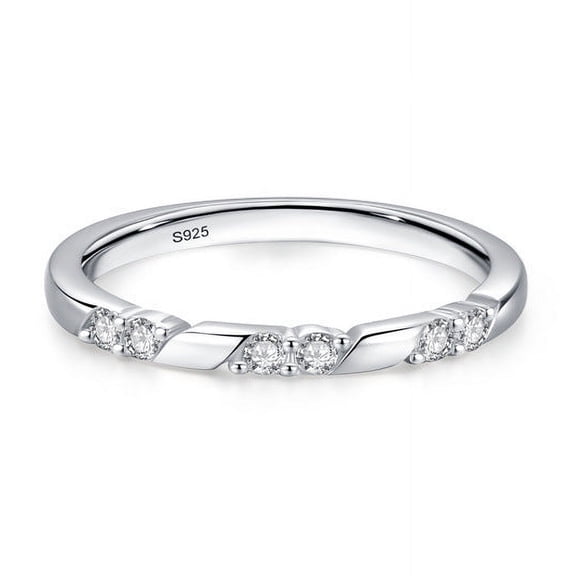 925 Sterling Silver Ring For Women Geometric Design With Zircon Line Band Classic Fashion Jewelry For Her Chic